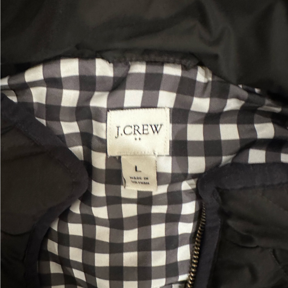 J. Crew Black Quilted Vest with Checkered Lining - Picture 3 of 4